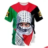 Men'S T-Shirts Mens T-Shirts Palestine Flag 3D T Shirt Women Men Kids Summer Fashion O-Neck Short Sleeve Funny Tshirt Graphics Tees St Dhcmj