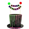 Cake Tools UV Glow Happy Birthday Banner Shape Topper Neon Fluorescent Decoration Blacklight Reactive Party Supply