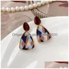 Stud Earrings Korea Fashion Flocking P Elegant Leopard Print Earring In Autumn And Winter For Women Geometric Flannel Jewelry Drop De Dhh2D