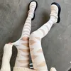 Frauen Socken JK Lolita Sexy Strumpfhosen Schwarze Strümpfe Harajuku Streifen Transparente Strumpfhosen Frau Versuchung Knie Oberschenkel Hohe