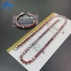 Bracelet de Tennis en Moissanite pour hommes, argent Sterling 925, jaune, rose, rouge, 6.5mm, 7.5 pouces, 24 pouces, collier Ice Out