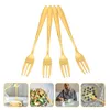 Dinnerware Sets 4 Pcs Metal Cake Fork Three Tine Dessert Forks Stainless Steel Prong Toothpicks