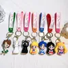 Keychains anime Sailor Moon Keychain Söt Figur Dock Par Bag Pendant Keyring Car Key Chain Accessories Toy Gift For Men Women Friends
