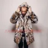 Fur Coat for Mens Medium Length Bobcat Artificial Designer XWIY