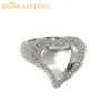 Full Micro Paled CZ Hollow Heart Ring High Quality Iced Out Bling Cubic Zirconia For Women Girl Girlentines Finger Jewelry 240201