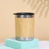 Tazze Tazza con conchiglia di bambù Tazza da caffè termica con manico Bicchiere isolato Bicchieri in acciaio inossidabile Idee regalo personalizzate Barretta ghiacciata