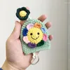 Keychains Cute Creative Kniiting Smiling Flower Keychain For Car Key Holder Useful Keyrings With Storage Bag Keys Accessories