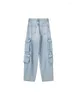 Jeans da donna Nlzgmsj TRAF Pantaloni larghi da strada casual estivi a vita media alla moda Pantaloni da lavoro con tasche da donna