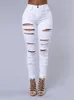 Spring Summer Elastic Trousers Black and White Ripped Jeans Fashion Sexy Skinny Denim Pencil Pants S-3XL Drop 240202