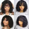 Jerry Curly Short Pixie Cut Bob Brazilian Hush Hair Bang with Bang Natual Black Red99J Ombre T1B33 Color Sleek Remy Remy 240130