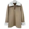 Женские куртки, шерстяное пальто, короткое облегающее пальто с лацканами, контрастный цвет, дизайн на молнии, теплая и удобная осень/зима 2024