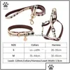 Halsbanden Hondenhalsbanden Leibanden Geen Pl-harnas Designer Hondenhalsband Set Klassieke geruite leren huisdierriem voor kleine middelgrote katten Dhfbb