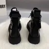 Stiefel SLTNX Neue Winter Britischen Stil Damen Martin Stiefel Schwarz Retro Reißverschluss Dicke Unterseite Hohe Joker Hochwertige Weiche Leder Booties