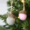 Decorative Flowers Artificial Pine Cones Acorn Bunches DIY Material Pendants Small Ball String Gray Felt Pink Red White Green Christmas