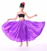 Stage Wear Jupe de pratique de danse pour enfants Brillant Satin Long Espagnol Swing Dancing Belly Sun 14 couleurs 2024