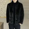 Mens Fur Winter Jacket med tjock och varm på båda sidor Designer Mink Velvet Mid Length Top Lutu