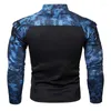 Men's Hoodies Tactical Combat T Shirt Men Military Uniform Camouflage Army Clothes Camo Long Sleeve Sweatshirts Zipper Collar Tops