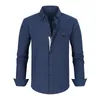 Chemises habillées pour hommes Chemise d'affaires Oxford tissé couleur unie coton style fermeture à glissière chemise pour hommes toute la saison quatre manches longues Eurocode