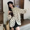 Damesblouses Japanse Stand Neck Polka Dot Shirt Dames Top Herfst Melk Zachte Zoete Meisjes Luie losse blousekleding met lange mouwen