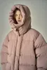 Dames Trenchcoats Koreaanse Designer Dikke Warme Witte Eendendons Lange Hals Capuchon 2024 Winter Dames Roze Mode Jas.