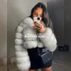 Maomaokong Echtpelz Jacke Frauen Winter Kurze Natürliche echte Fuchs Pelz Dame Zipper Pelzmantel Weibliche Warme Jacke mit Kragen 240124