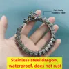 Vattentät rostfritt stål Dragon Men Armband Hip Hop Rock Style Golden Horn Domineering Women Party Vintage Fashion Jewelry