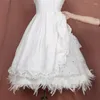 Skirts Women Feather Trim Gorgeous Petticoat Fluffy Bubble Tulle Skirt Crinoline Daily Adjustable Fishbone Bride Wedding Support