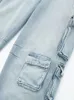 Jeans da donna Nlzgmsj TRAF Pantaloni larghi da strada casual estivi a vita media alla moda Pantaloni da lavoro con tasche da donna