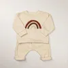 Clothing Sets Autumn Children's Sportswear Boys' Baby Letter Rainbow Sweatshirt Set Girls' Casual Top Solid Pants 2-Piece