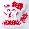 Kleidungssets Geborene Weihnachtskleidung Baby-Mädchen-Set Mein erstes Rüschenkleid