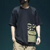 Camiseta con estampado de letras de manga corta para hombre de verano con bolsillo de carga Tops casuales con cuello en O de algodón Y2K Streetwear Camisetas de gran tamaño 240125