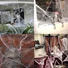 Украшение вечеринки Хэллоуин Искусственная паутина Супер эластичная паутина с поддельными пауками Страшный декор сцены Реквизит для дома ужасов