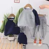 2024 Primavera Nuovi Colori dell'Incantesimo Vestito per bambini Blocco Felpa con cappuccio a maniche lunghe Set in due pezzi Trendy Boy Set