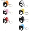 Keychains Lanyards 1 PCS Motorcykel Creative Safety Helmet Keychain Car Auto Decoration Pendant Classic Key Ring Trim Q240201