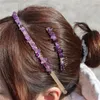 Grampos de cabelo Fresco Verde Aventurines Acessórios Pedra Natural Rose Quartzs Penteado Hairpin Hoop Pentes Trança Meninas Presente