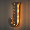 Decoratieve beeldjes Gepersonaliseerde LED-nachtlampje met 26 alfabetletters Baby-kindkamer Slaapkamer Aangepaste lamp Vakantiecadeau Drop