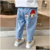 Jeans Lovely Cartoon Kids Primavera Autunno Casual Elastico in vita Ragazze Pantaloni in denim 2-8 anni Pantaloni per bambini 240118 Consegna di goccia Bab Otvfe