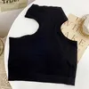 Kvinnors t-shirt oregelbundna ihåliga skördar toppar kvinnor sommar halter ärmlösa toppar smala passform avslappnad fast färg backless crop tubs tops streetwear l240201