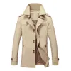 drop autumn Men Trench Coat Men's Solid Slim Fit Business Cotton Man Casual Outwear S-4XL AXP239 240125