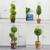 Dekorativa blommor konstgjorda spiralträd växter stor boxwood topiary bonsai gård plantsartificiell krukut utomhus heminredning