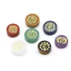 Cloisonne 7 pcs chakra cálculos de cristal natural miçangas coloridas símbolos gravados ioga para jóias que produzem reiki cura