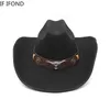 Dekoracja mody Bull Head Western Cowboy Hats 95 cm szerokie kościele dżentelmen Lady Jazz Cowgirl Cap 240130