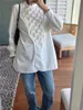 Camicette da donna Design Donna Moda Camicetta a maniche lunghe plissettata ricamata a mano Elegante camicia da donna con colletto alla coreana di media lunghezza