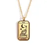 Pendentif Colliers Carré Tarot En Acier Inoxydable Bijoux Collier Étanche Accessoires De Mode Bijoux Cadeau