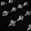 Bagues de cluster main 925 argent incrusté de labradorite naturelle pour dame T9048