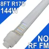 R17D 8フィートLEDライトチューブ2ピン4列電球、144W回転可能なT8 T10 T12 8フィートLEDチューブライト、高出力デュアルエンドパワー、96 "乳白色カバー、AC85-277V USASTOCKを交換する