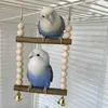 Other Bird Supplies Swing Toy For Cage Parrot Perch Stand Natural Wood Beads Chew Small Birds Parakeets Cockatiels