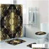 Shower Curtains Geometric Greek Key Meander Mandala Pattern Curtain And Carpet Set Abstract Bathroom Mat Toilet Decorative 230403 Dr Dhqbf