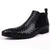 Hochzeits-Knöchelschuh aus echtem Leder in Schwarz zum Hineinschlüpfen mit spitzen formellen Schuhen und Stiefeln für Herren