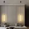 Hanglampen Minimalistische aluminium zwarte lange strip kroonluchters voor woonkamer muur decor LED hanglamp kleine kroonluchter